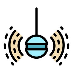 Fish finder sonar icon. Outline fish finder sonar vector icon color flat isolated