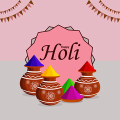 Happy holi celebration flat design concept