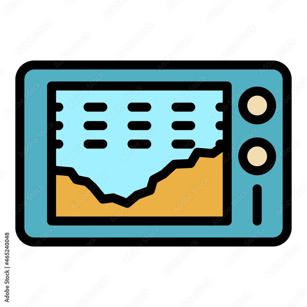 Poster sonar catch fish icon. outline sonar catch fish vector icon color flat isolated