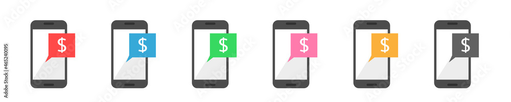 Aufkleber colored phone vector icon set template for infographics or presentation ui design interface