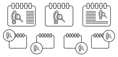 Footprint, searching vector icon in calender set illustration for ui and ux, website or mobile application