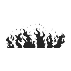 Flame vector icon.Black vector icon isolated on white background flame.