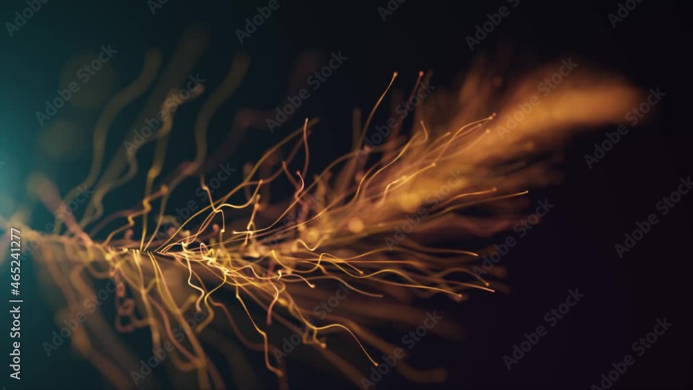 Poster abstract fluid particles graphic intro background/ 4k animation of an abstract fluid particles backg