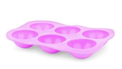silicone form for cooking muffin and cupcake on white background