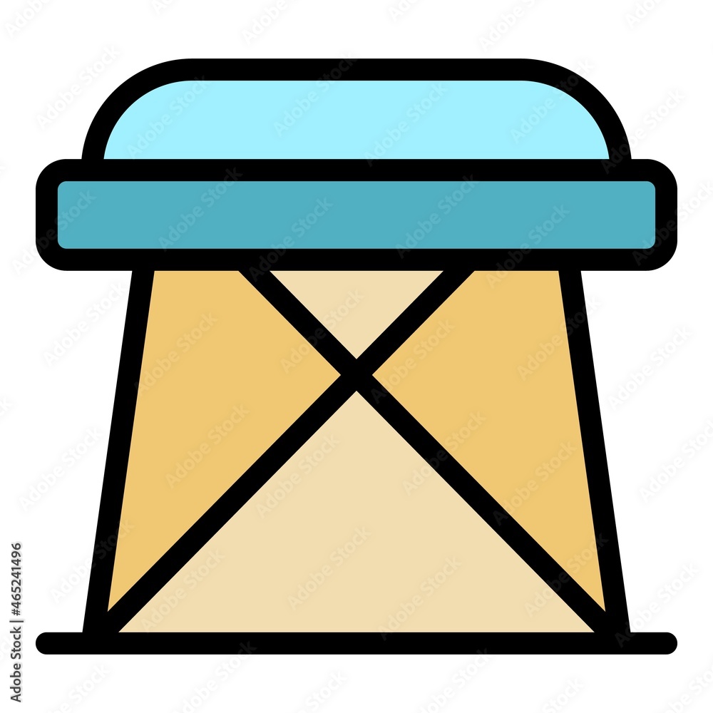 Poster folding stool icon. outline folding stool vector icon color flat isolated
