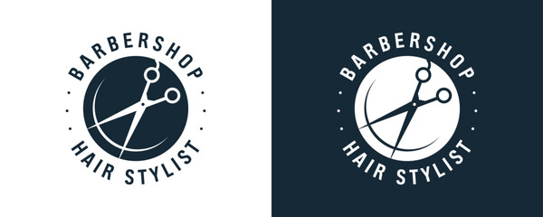 Vector graphic of vintage retro barbershop | barbershop label stamp logo design