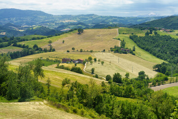 Fototapeta premium Rural landscape near Riolo and Castellarano, Emilia-Romagna.