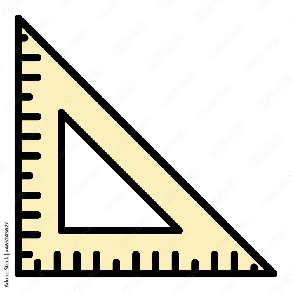 Poster school triangle ruler icon. outline school triangle ruler vector icon color flat isolated