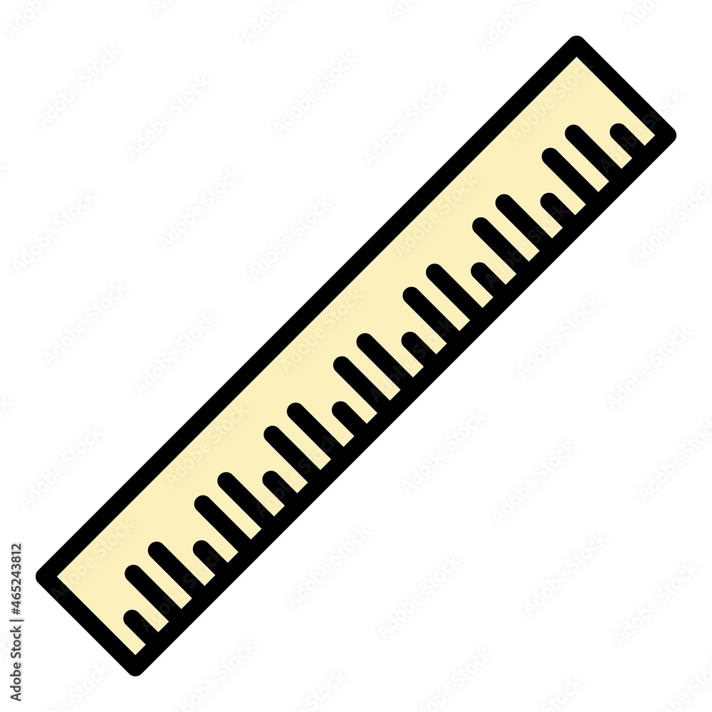 Poster desk ruler icon. outline desk ruler vector icon color flat isolated