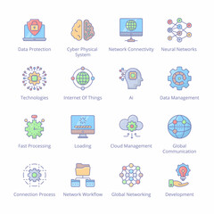 Big Data Filled Icons - Stroked, Vectors