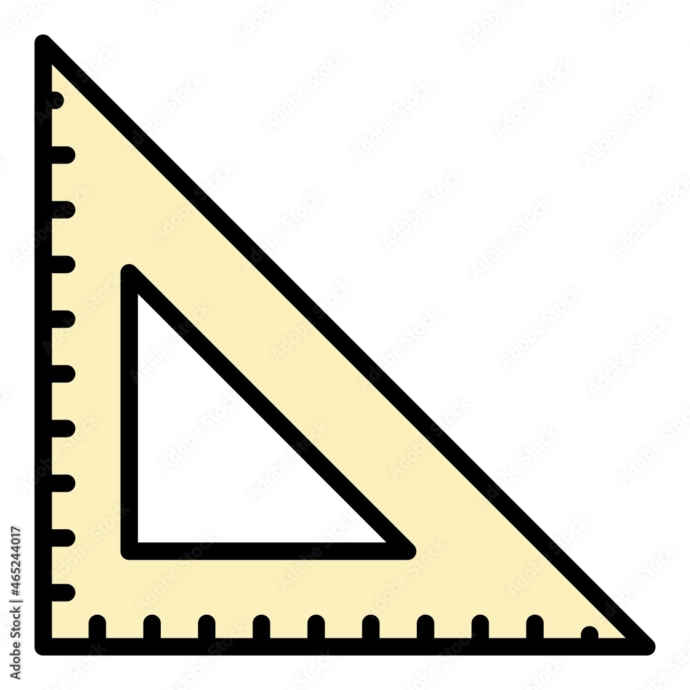 Poster school square ruler icon. outline school square ruler vector icon color flat isolated