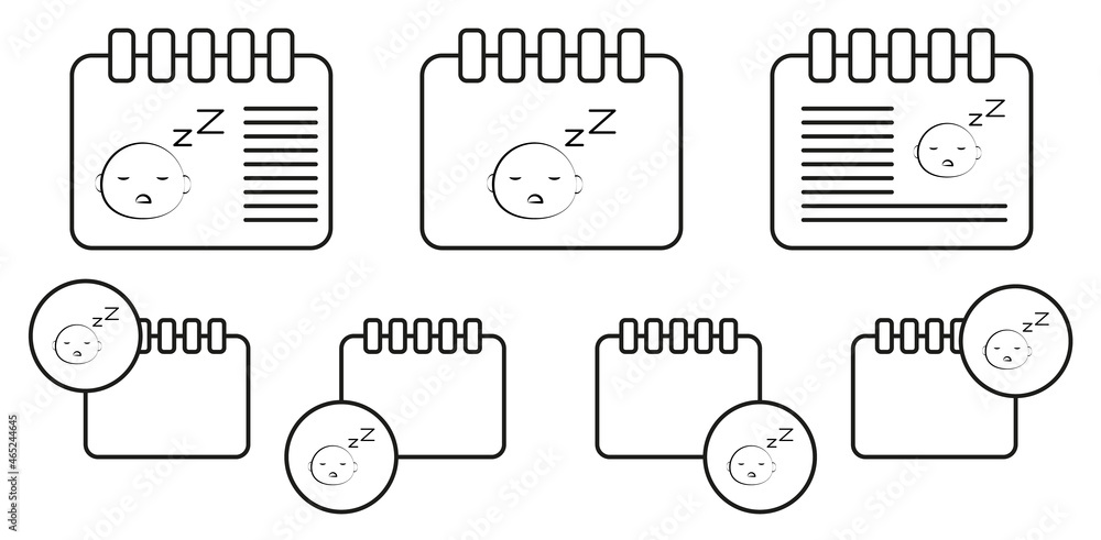 Poster sleeping child concept line vector icon in calender set illustration for ui and ux, website or mobil