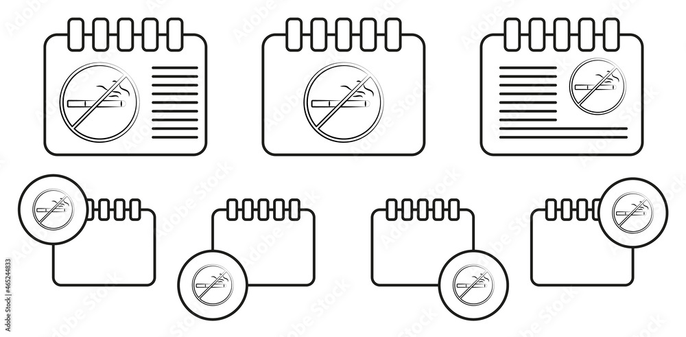 Poster no smoking concept line vector icon in calender set illustration for ui and ux, website or mobile ap