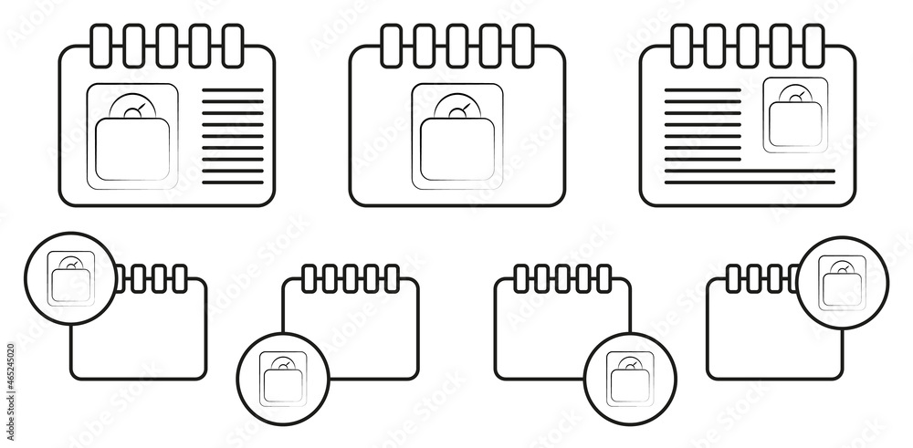 Aufkleber scale for child concept line vector icon in calender set illustration for ui and ux, website or mobi