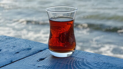 a glass of brewed rize tea