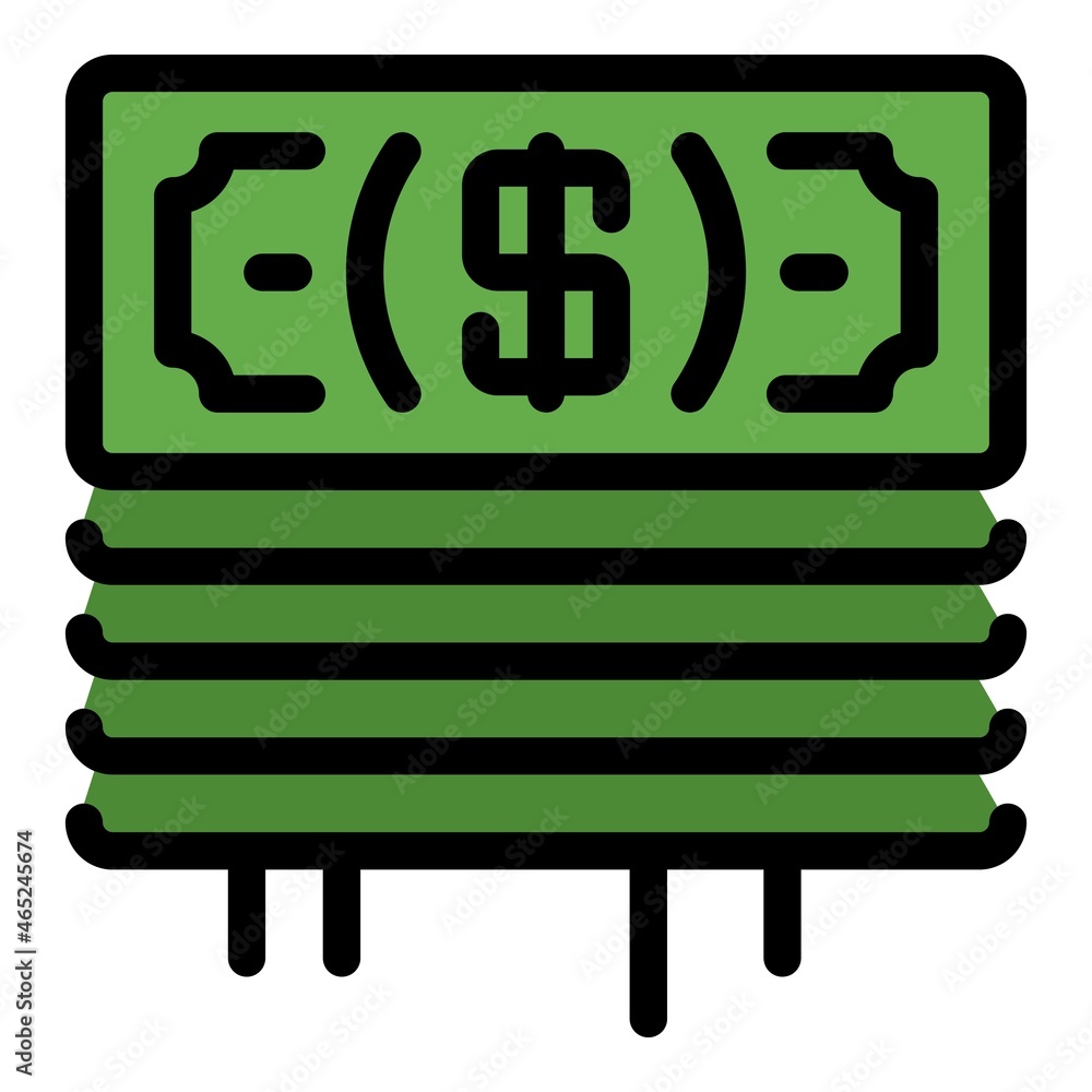 Poster stack of dollars icon. outline stack of dollars vector icon color flat isolated