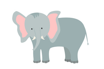 Cute cartoon elephant. Vector illustration of an African animal isolated on white.