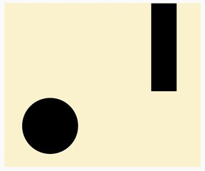 black square and round abstract painting illustration 