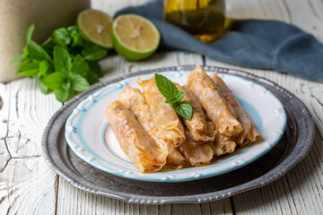 Lahana Sarma - Lahana sarmasi, Turkish traditional food,a boiled cabbage leaf that is formed into a roll with a stuffing of rice