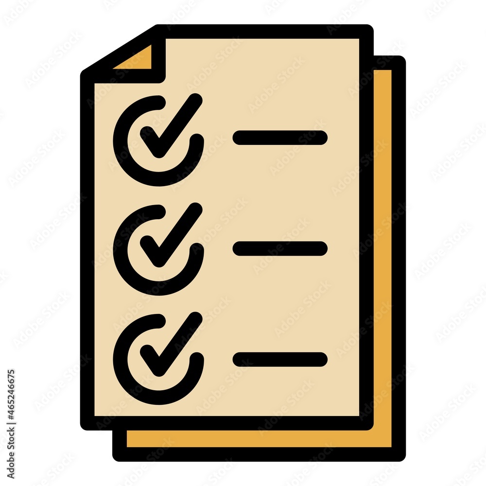 Poster headhunter checkmark list icon. outline headhunter checkmark list vector icon color flat isolated