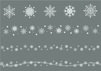 イラスト素材：雪の結晶とラインのイラストセット