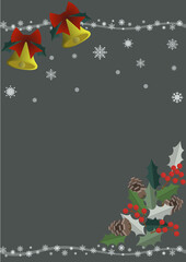 イラスト素材：雪の結晶とオーナメントでできたフレーム