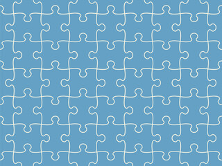 Seamless pattern of completed puzzle pieces grid - obrazy, fototapety, plakaty