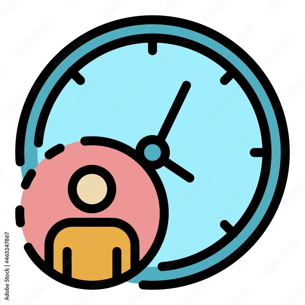 Aufkleber headhunter time clock icon. outline headhunter time clock vector icon color flat isolated