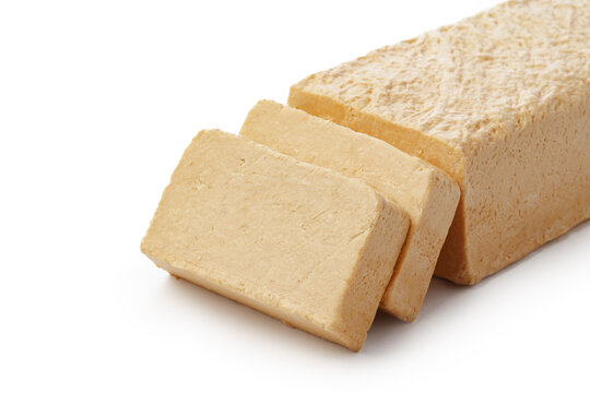 Turkish dessert halva slices isolated on white