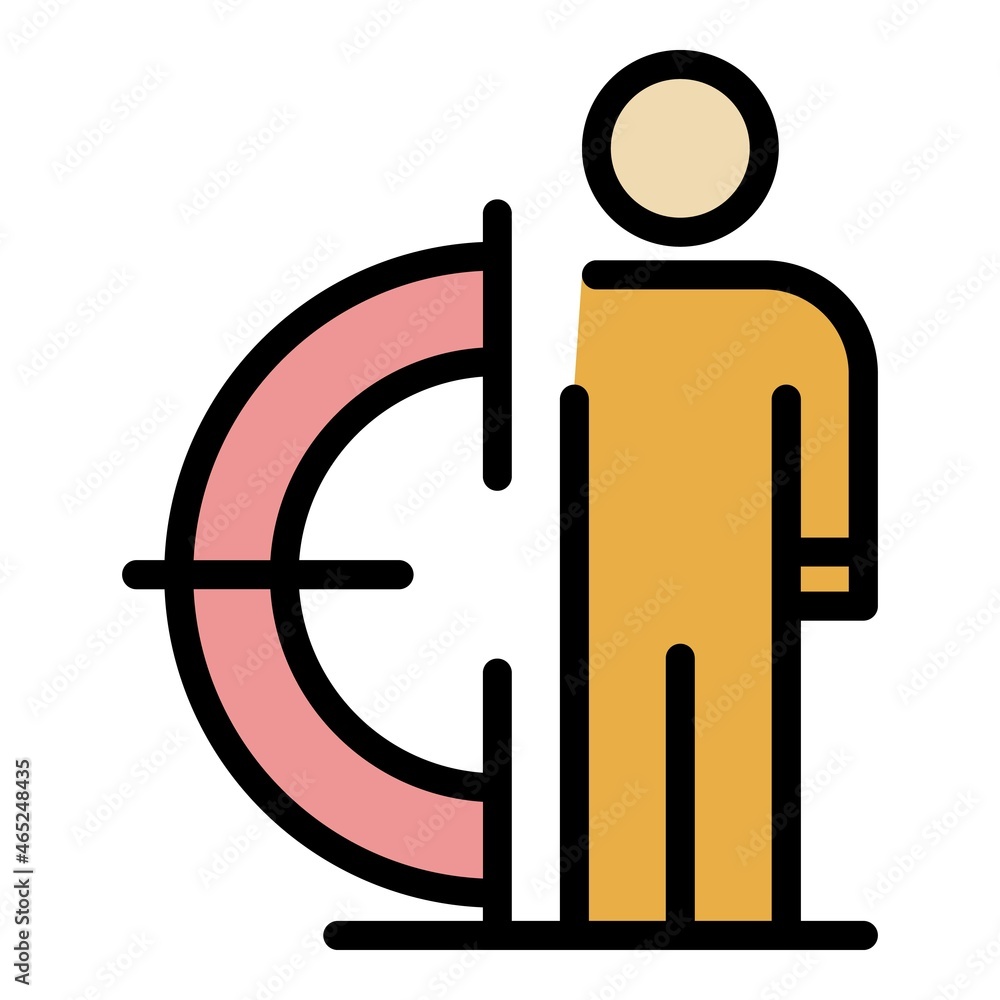 Poster office manager target icon. outline office manager target vector icon color flat isolated