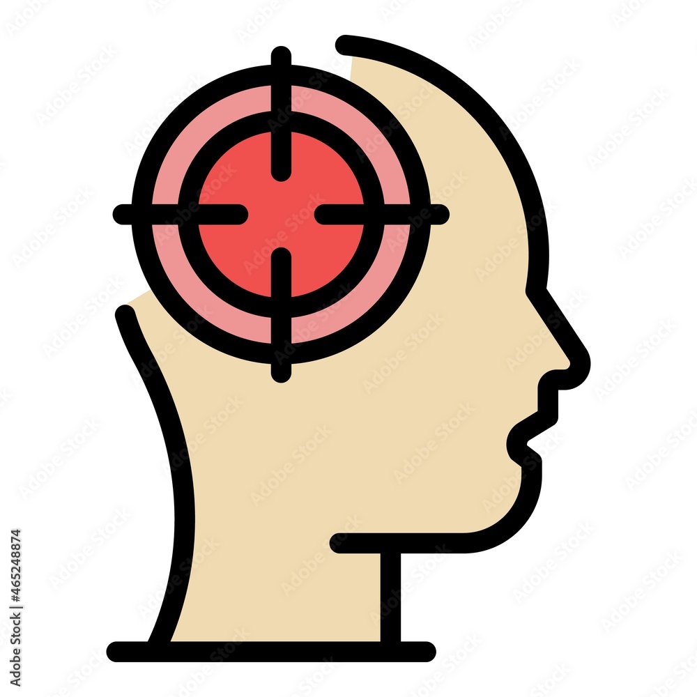 Poster head task target icon. outline head task target vector icon color flat isolated