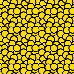 Coins pattern background. Seamless pattern. Wrapping paper. Gold coins top view. Vector background.