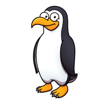 Cute Happy Cartoon Penguin