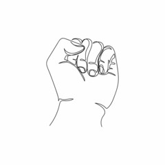 Vector continuous one single line drawing icon of grasping hand in silhouette on a white background. Linear stylized.