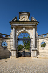 Fototapeta na wymiar Entry of the Estoi Palace, Romantic style architecture in Estoi, Faro district, Algarve , portugal