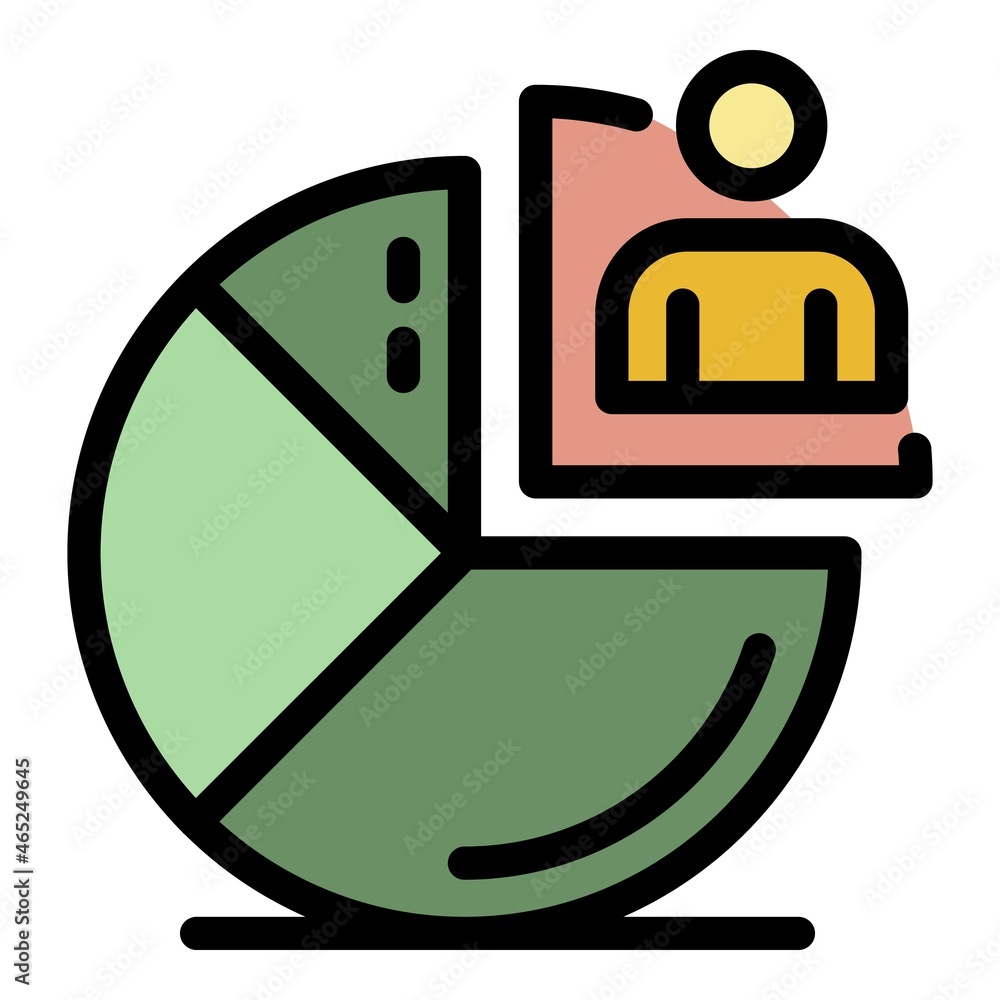 Poster pie chart recruiter icon. outline pie chart recruiter vector icon color flat isolated
