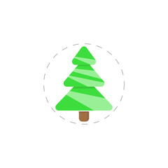 Fir tree isolated illustration. Fir tree flat icon on white background. Fir tree clipart.