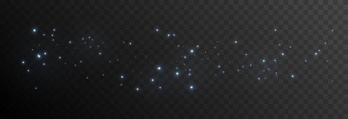 Vector magic dust on isolated transparent background. Blue dust png, magical glow png, blue light. Christmas dust.