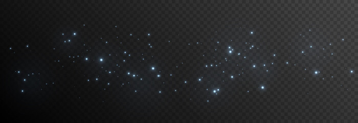 Vector magic dust on isolated transparent background. Blue dust png, magical glow png, blue light. Christmas dust.