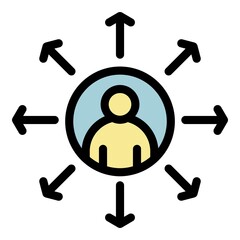 Recruiter scheme icon. Outline recruiter scheme vector icon color flat isolated