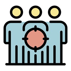 Recruiter team icon. Outline recruiter team vector icon color flat isolated