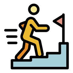 Recruiter stairs work icon. Outline recruiter stairs work vector icon color flat isolated