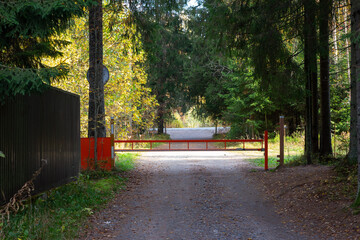 closed gate in the countryside forest