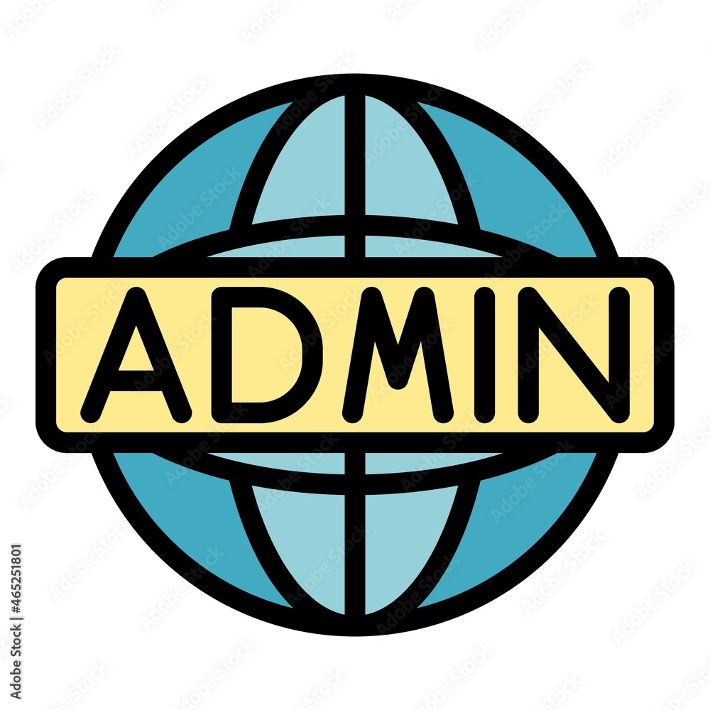 Poster global admin icon. outline global admin vector icon color flat isolated