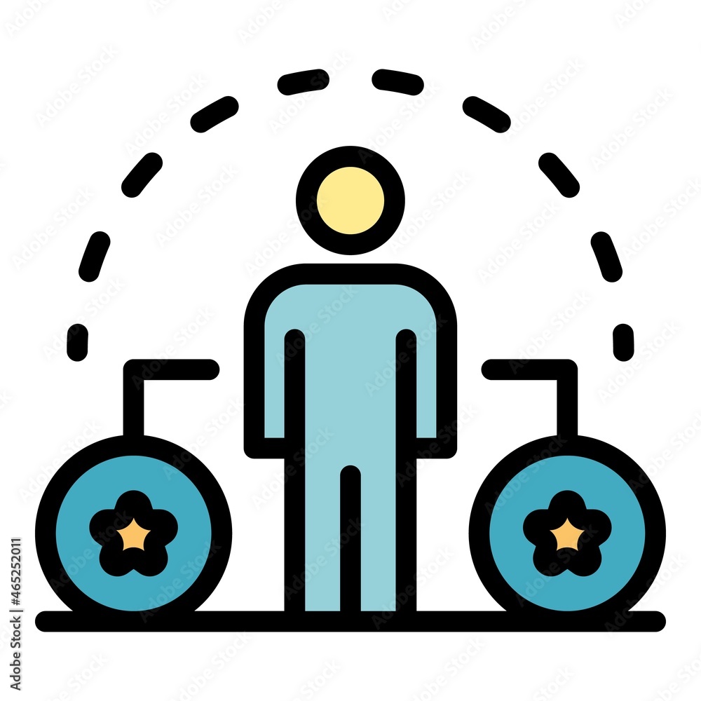 Poster man and two stars in a circle icon. outline man and two stars in a circle vector icon color flat iso