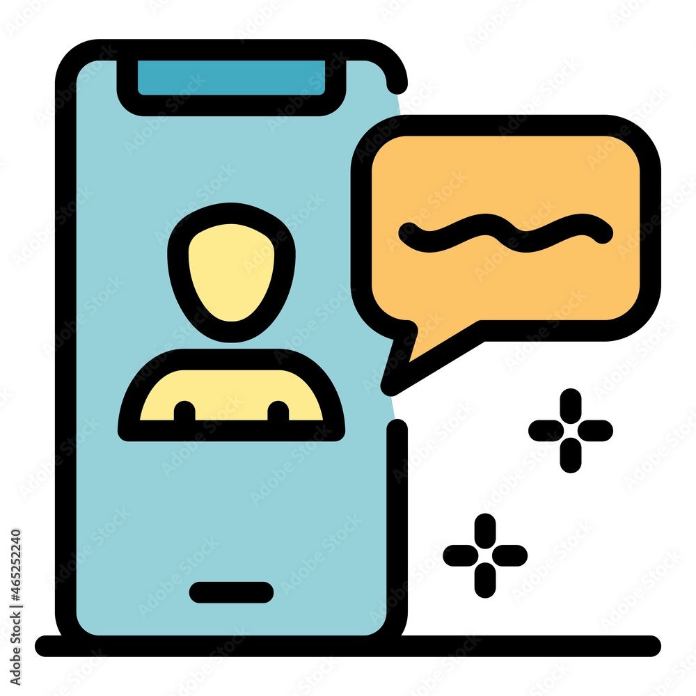 Poster chat with admin on the phone icon. outline chat with admin on the phone vector icon color flat isola