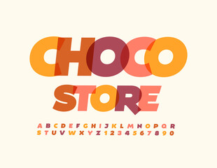 Vector tasty Poster Choco Store. Modern Watercolor Font. Creative Alphabet Letters and Numbers set