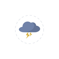 Lightning in the cloud isolated illustration on white background. Lightning clipart. Lightning flat icon.