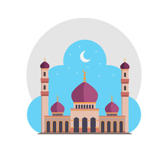 mosque isolated illustration. mosque flat icon on white background. mosque clipart.