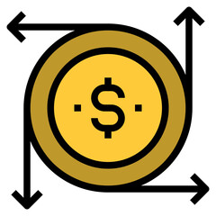 EXCHANGE LINE COLOR ICON VECTOR